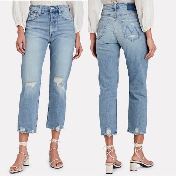 Mother Superior The Tomcat Jeans The Confession Wash Distressed Ankle Crop Sz 30 - Picture 1 of 13